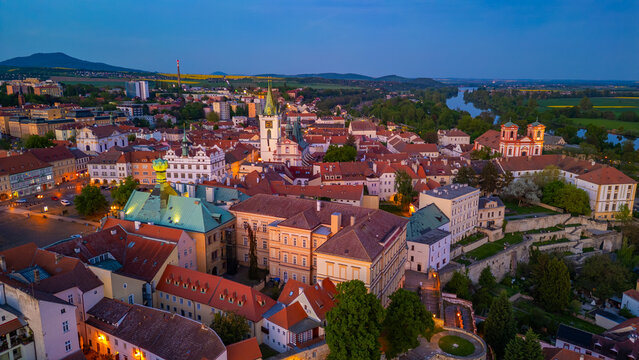 Sunset panorama of Litomerice, Czech republic