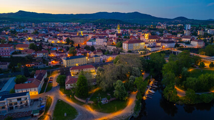 Fototapeta premium Sunset panorama of Litomerice, Czech republic