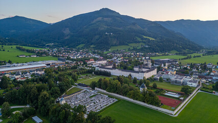 Fototapeta premium Sunset panorama view of Admont abbey in Austria