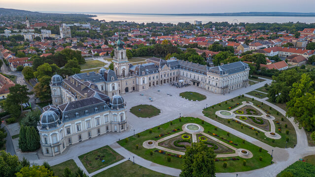 Panorama view of Festetics Palace at Keszthely in Hungary during