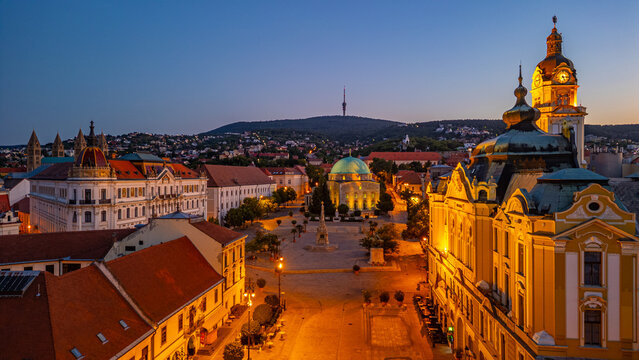 Sunrise view of Church of the Blessed Virgin Mary in the old tow