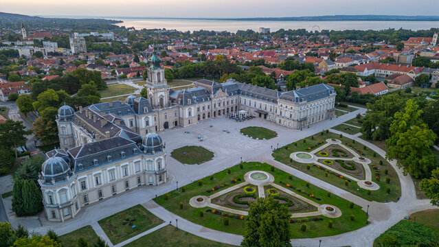 Panorama view of Festetics Palace at Keszthely in Hungary during