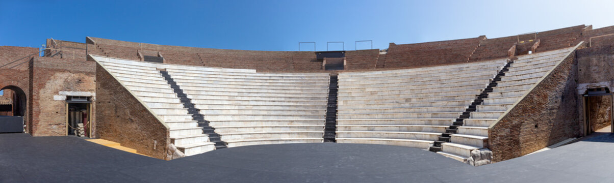Panoramic view of the Roman Odeon of Patra, Greece