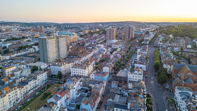 Panorama view of downtown Brighton in England