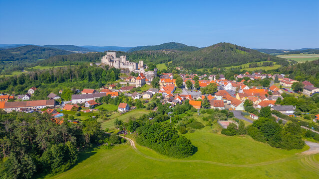 Rabi castle and South Bohemian countryside during a sunny day