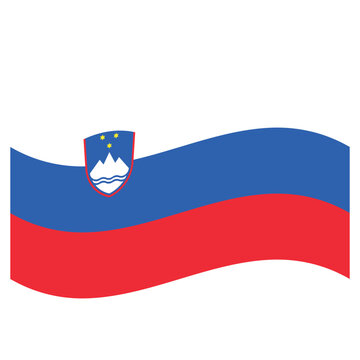 Slovenia waving flag with coat of arms, vector national symbol geography illustration