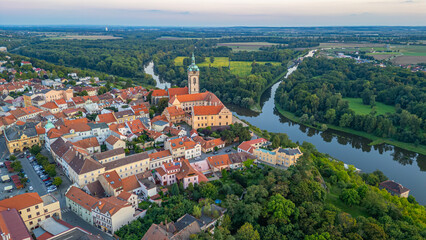 Sunset panorama view of Melnik in Czech republic © dudlajzov