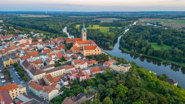 Sunset panorama view of Melnik in Czech republic