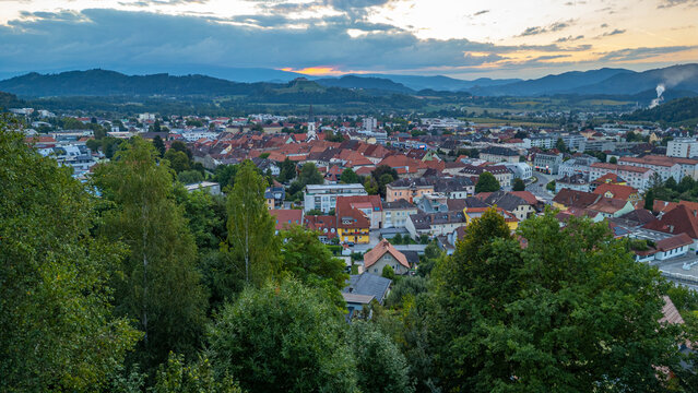 Sunrise view of St. Veit an der Glan in Austria