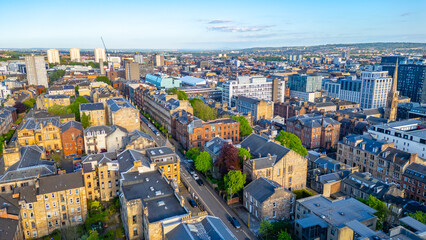 Fototapeta premium Panorama view of the city center of Glasgow, Scotland