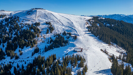 Sunny day at Schmittenhohe ski resort in Austria