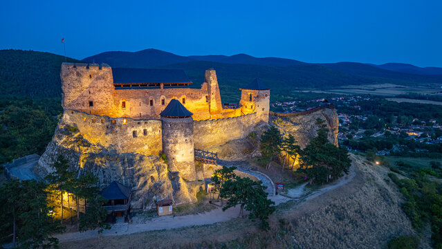 Sunset view of Boldogko castle in Hungary