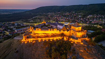 Sunset view of Sumeg castle in Hungary © dudlajzov