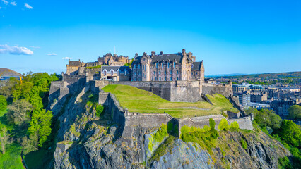 Aerial view of Edinburgh castle in Scotland © dudlajzov