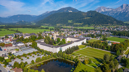 Fototapeta premium Panorama view of Admont abbey in Austria