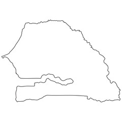 Naklejka premium Senegal outline map vector, geographic borders, cartographic black line drawing
