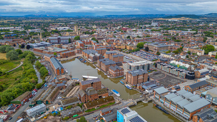 Fototapeta premium Panorama view of Gloucester docks in England