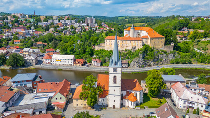 Naklejka premium Summer day at Ledec nad Sazavou palace and saint peter and paul