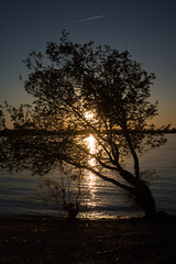 Naklejka premium Sunset over the river Volga. Samara, Russia.