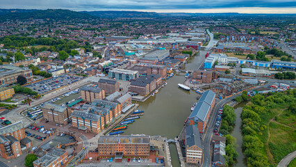 Fototapeta premium Panorama view of Gloucester docks in England