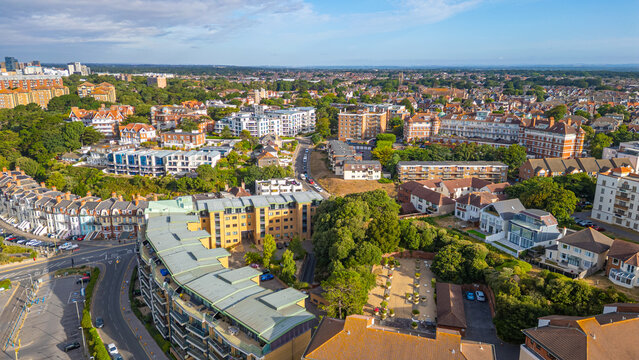 Panorama view of Boscombe part of Bournemouth in England