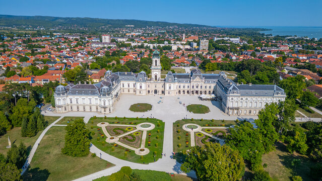 Panorama view of Festetics Palace at Keszthely in Hungary during