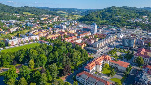 Panorama view of Vsetin in Czech republic