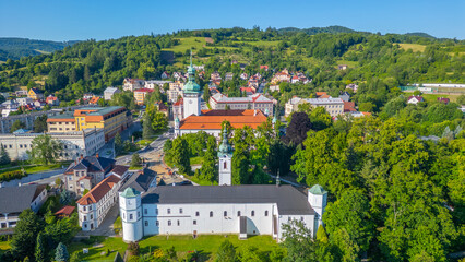 Obraz premium Vsetin palace and Church of assumption of virgin mary in Vsetin,