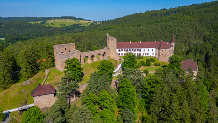 Fototapeta premium Panorama view of Velhartice castle in Czech republic