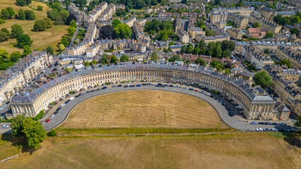 Panorama view of No. 1 Royal Crescent in Bath, England © dudlajzov
