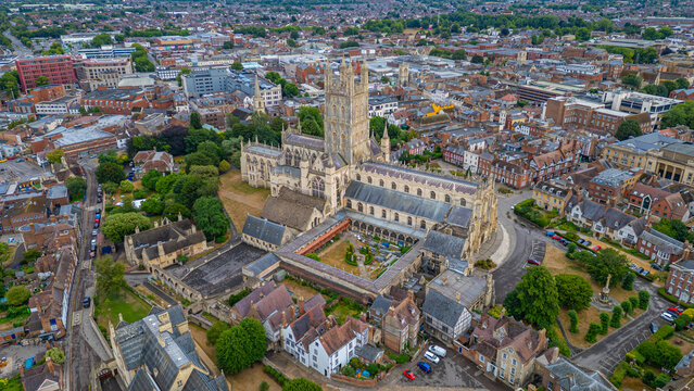 Panorama view of Gloucester cathedral in England
