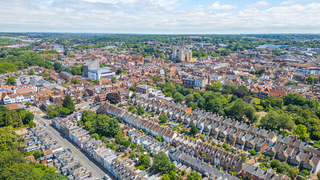 Panorama view of Canterbury town in England