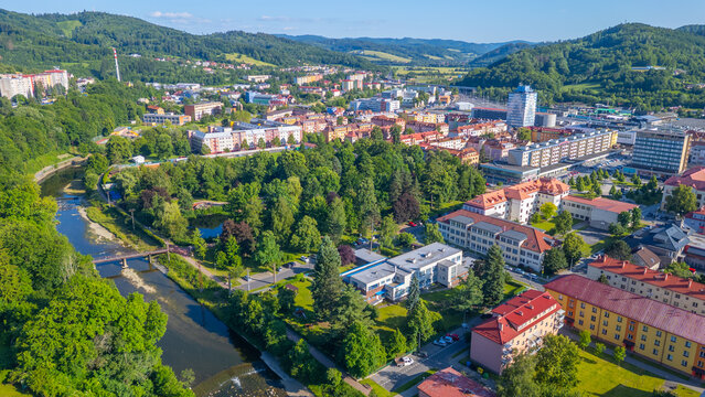 Panorama view of Vsetin in Czech republic