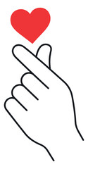 Obraz premium Outline illustration of finger snap gesture with heart depicting love expression for communication design