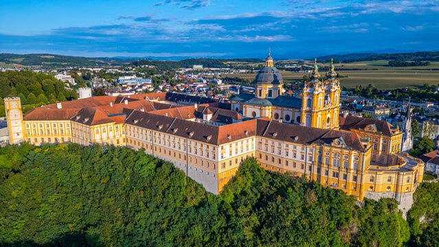 Panorama view of Melk abbey in Austria