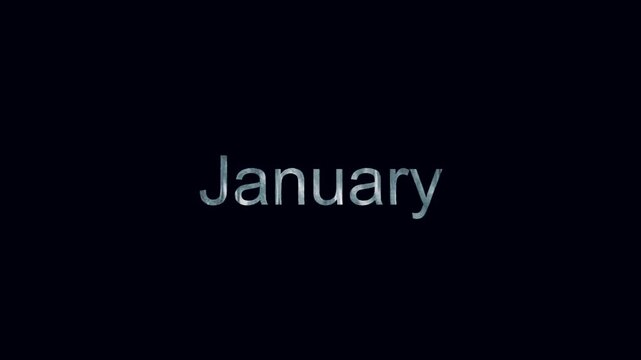 Abstract digital glitch animation featuring the word January with flickering static and distorted signal interference. Perfect for calendar transitions or seasonal intro sequences in creative video pr