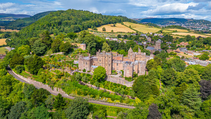 Obraz premium Panorama view of Dunster castle in England