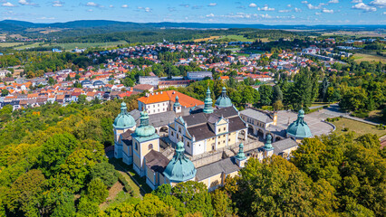 Obraz premium Panorama view of Svata Hora pilgrimage site near Pribram, Czech
