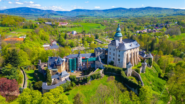 Panorama of Frydlant castle during a sunny day, Czech republic
