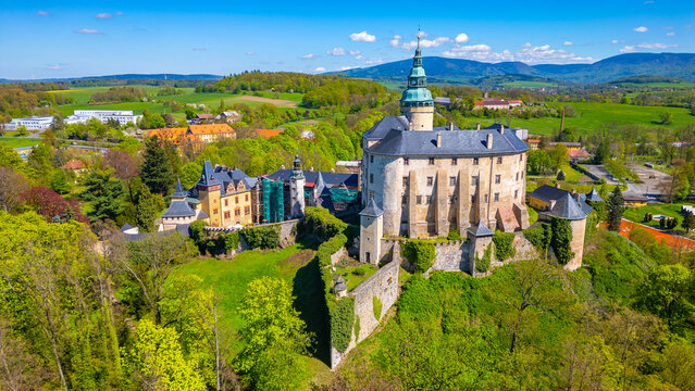Panorama of Frydlant castle during a sunny day, Czech republic