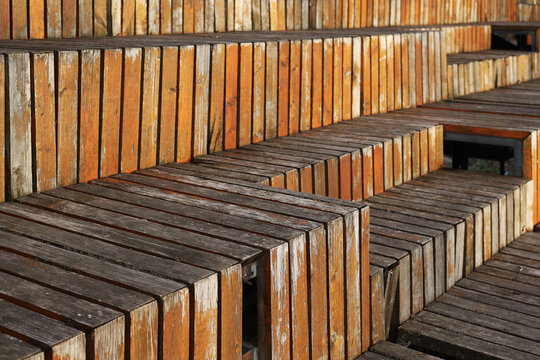 Weathered Wooden Plank Seating