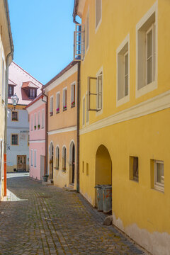 Colourful houses in Czech town Prachatice