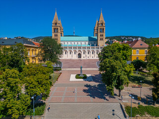 Naklejka premium View of the basilica of Pecs in Hungary