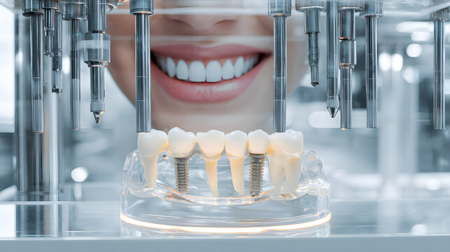 Robotic dental machine simulating implant placement for a perfect smile