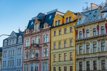 Fototapeta premium Sunrise view of Edvard Benes square in Liberec, Czech republic