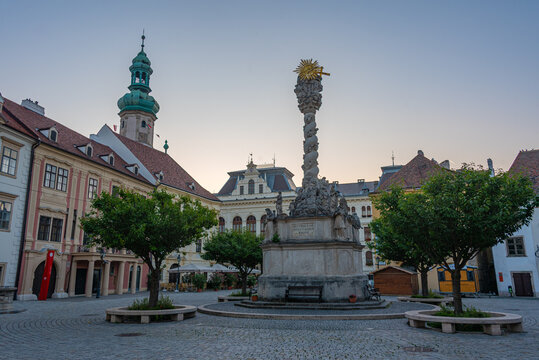 Sunrise view of the fire tower in Sopron, Hungary