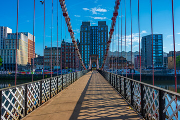 Fototapeta premium Portland street suspension bridge in Glasgow, Scotland
