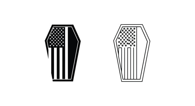 Set of 2 American flag coffin icons vector