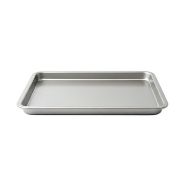 Isolated metal baking sheet with transparent background, an essential kitchen tool for cooking and baking designs.