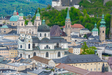 Obraz premium Aerial view of the Salzburg cathedral in Austria